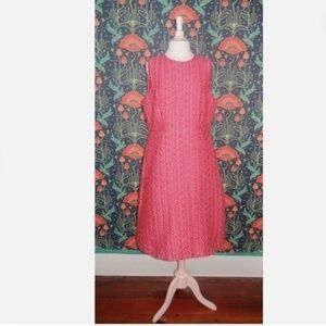 Max Mara Pianoforte Pink Fit Flare Textured Sleeveless Dress US 16